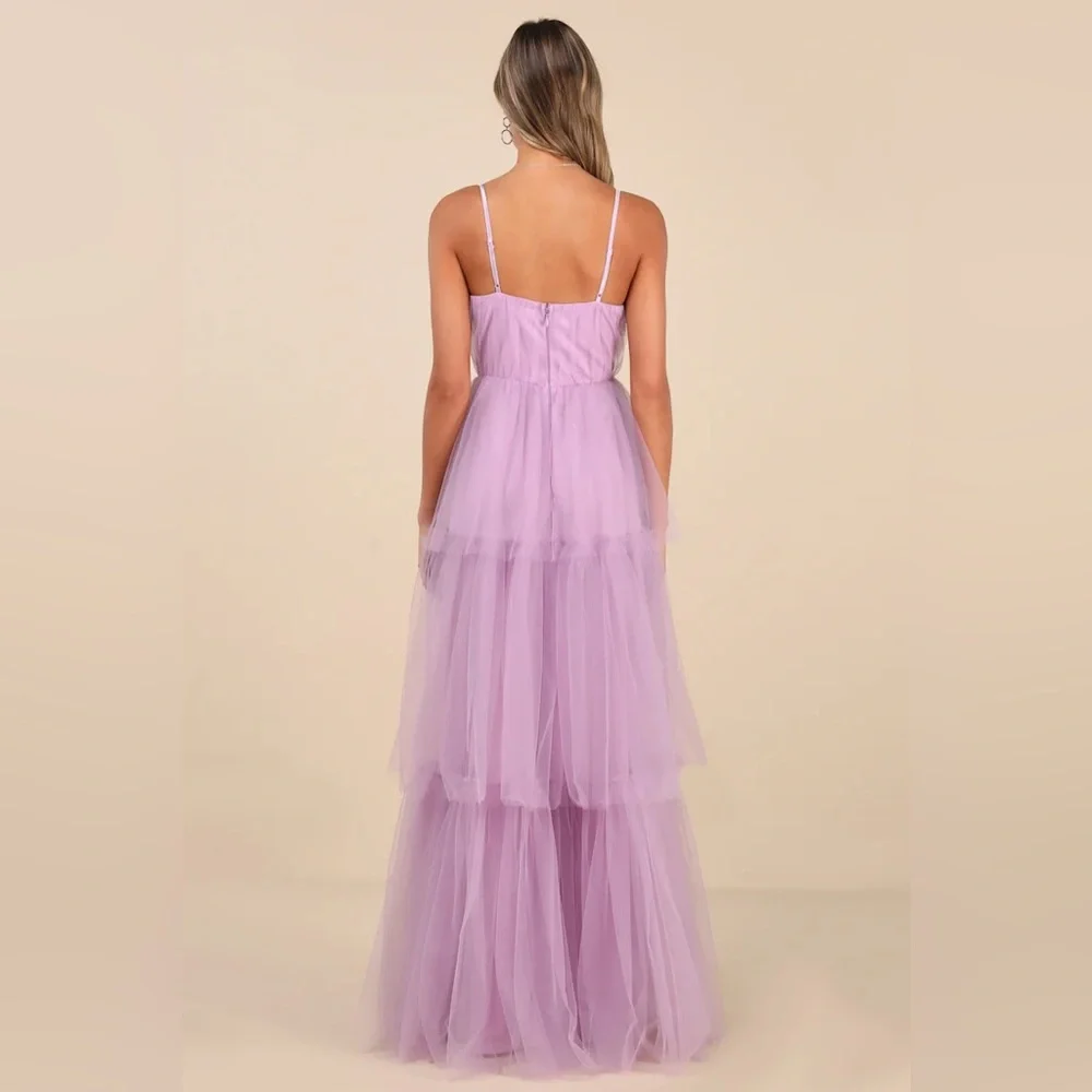 NWT Lulus unforgettable poise lilac tulle bustier tiered maxi dress - Picture 2 of 4